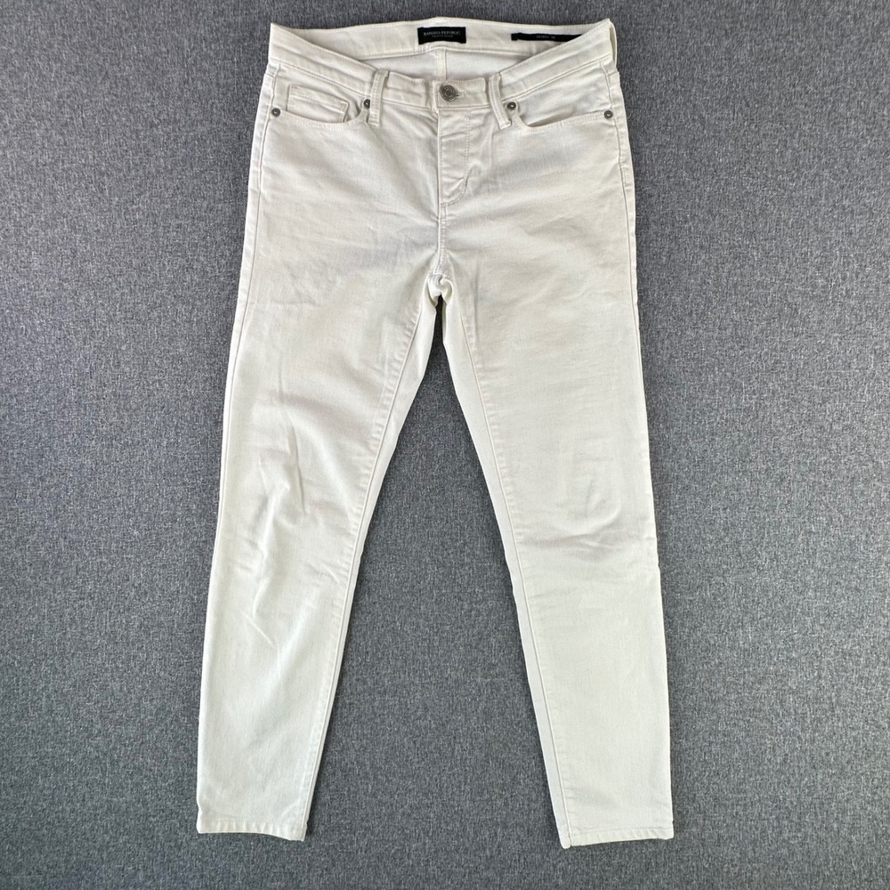 Banana Republic Jeans Womens 26 Skinny Off-White Premium Denim Stretch